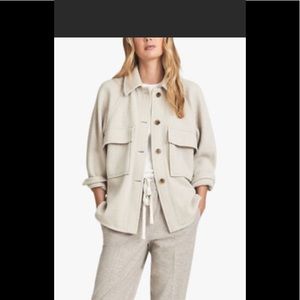 Reiss oatmeal wool blend shirt, shacket, jacket with pockets M